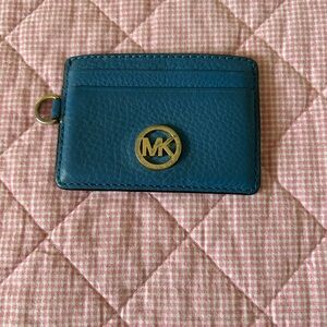 Michael Kors Teal and Beige Card Holder